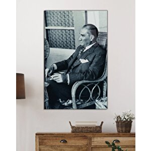 Atatürk Portresi Cam Tablo Ev Ve Ofis Duvar Dekoru 110x70 cm