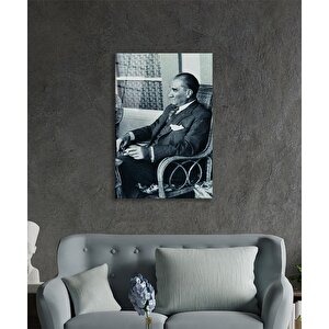 Atatürk Portresi Cam Tablo Ev Ve Ofis Duvar Dekoru 110x70 cm