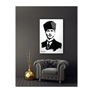 Atatürk Silüeti Ve Imzası Cam Tablo 50x70 cm