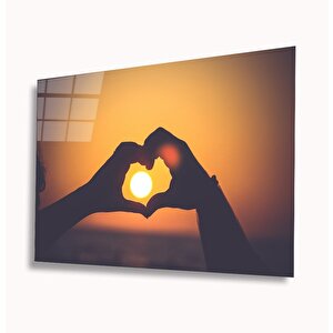 Kalpli Günbatımı Cam Tablo 36x23 cm