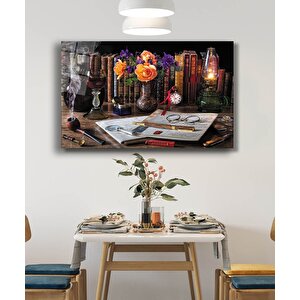 Gül Kitap Çalışma Masası Cam Tablo 110x70 cm