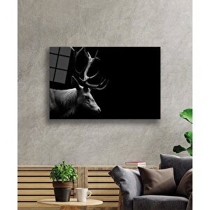 Geyik Hayvan Cam Tablo 36x23 cm
