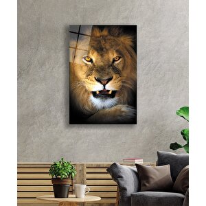 Aslan Hayvan Cam Tablo 36x23 cm