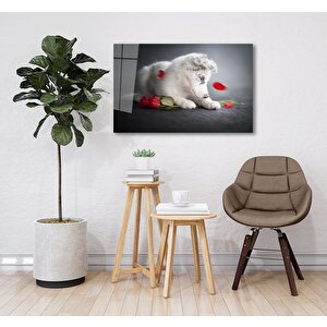 Köpek Ve Gül Cam Tablo 50x70 cm