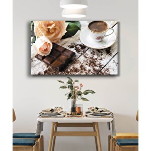 Kahve Çikolata Gül Mutfak Cam Tablo 36x23 cm