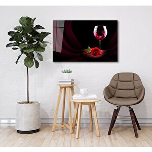 Kadeh Ve Gül Cam Tablo 50x70 cm