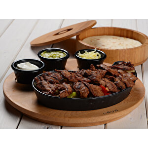 Döküm Damla Formlu Yingyang Fajita Tabağı Kayın Servis Ahşabı Ölçü 10x20cm. (bu Ürüne Sos Kapları Dahil Değildir)