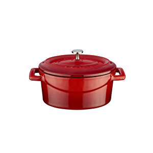 Döküm Mini Oval Tencere. Trendy Serisi Ölçü 9x12cm. Kırmızı