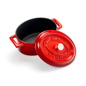 Döküm Mini Oval Tencere. Trendy Serisi Ölçü 9x12cm. Kırmızı