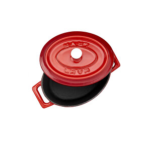 Döküm Mini Oval Tencere. Trendy Serisi Ölçü 9x12cm. Kırmızı