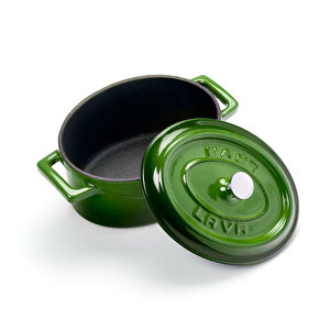 Döküm Mini Oval Tencere. Trendy Serisi Ölçü 9x12cm. Yeşil