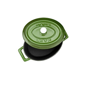 Döküm Mini Oval Tencere. Trendy Serisi Ölçü 9x12cm. Yeşil