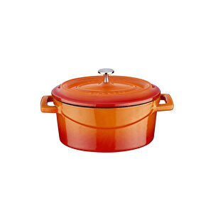 Döküm Mini Oval Tencere. Trendy Serisi Ölçü 9x12cm. Turuncu