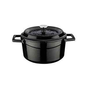 Döküm Yuvarlak Tencere. Trendy Çap(ø)20cm. Siyah