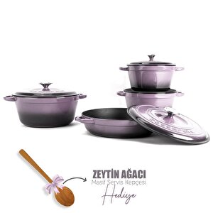 Döküm 4x New Heritage Serisi Döküm Demir Tencere Seti Mor