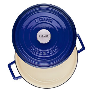 Döküm Çok Amaçlı Yayvan Tencere Döküm Demir Yekpare Kulplu Edition Serisi Çap 32cm. Mavi