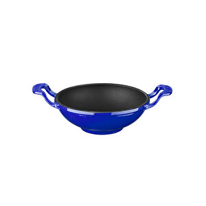 Döküm Mini Wok Yekpare Kulplu Çap(ø)16cm. Mavi