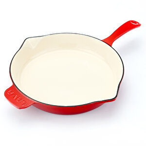 Döküm Yuvarlak Kızartma Tavası Döküm Demir Yekpare Saplı Edition Serisi Çap(ø)30cm. Kırmızı