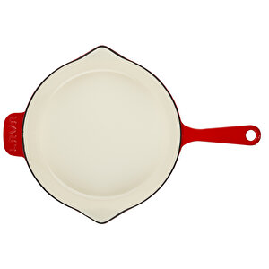 Döküm Yuvarlak Kızartma Tavası Döküm Demir Yekpare Saplı Edition Serisi Çap(ø)30cm. Kırmızı