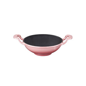 Döküm Mini Wok Yekpare Kulplu Çap(ø)16cm. Pembe