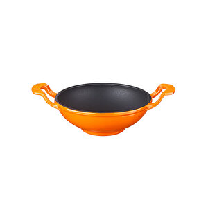 Döküm Mini Wok Yekpare Kulplu Çap(ø)16cm. Turuncu