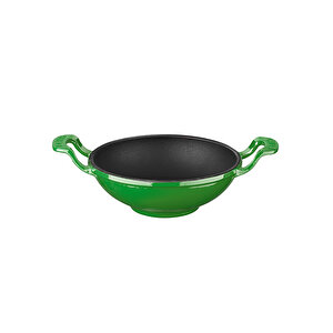 Döküm Mini Wok Yekpare Kulplu Çap(ø)16cm. Yeşil