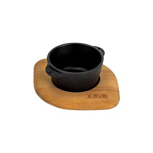 Döküm Yuvarlak Sufle / Sos Kabı Ve Ahşap Altlığı. Çap(ø)8cm.