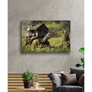 İllüstrasyon Hayvan Manzara Yeşil Cam Tablo 90x60 cm