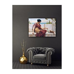 Kadın Ve Kedi Cam Tablo 60x90 cm