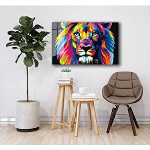 Renkli Aslan Hayvan Cam Tablodayanıklı Cam 50x70 cm