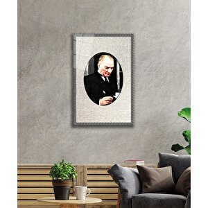 Çerçeveli Atatürk Cam Tablo 50x70 cm