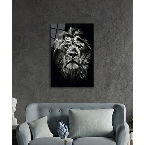 Aslan Hayvan Portresi Cam Tablo Ev Ve Ofis Duvar Dekoru 50x70 cm