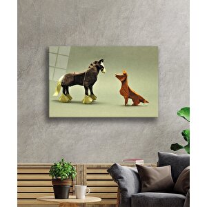 Origami Hayvanlar Cam Tablo 50x70 cm