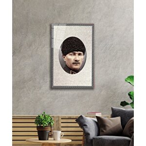 Çerçeveli Atatürk Cam Tablo 90x60 cm