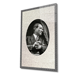 Çerçeveli Atatürk Cam Tablo 90x60 cm
