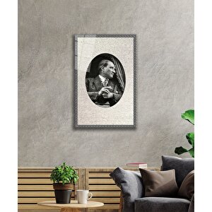 Çerçeveli Atatürk Cam Tablo 90x60 cm