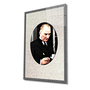 Çerçeveli Atatürk Cam Tablo 90x60 cm