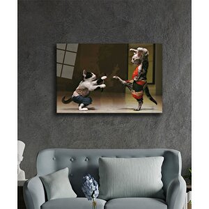 Kediler Savaşı Cam Tablo Fighting Of Cats 50x70 cm
