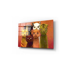 Kediler Cam Tablo 60x90 cm