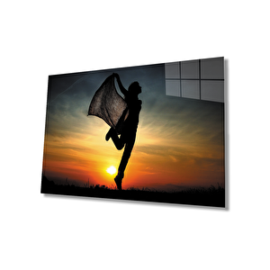 Gün Batımında Kadın Cam Tablo At Sunset Table 50x70 cm