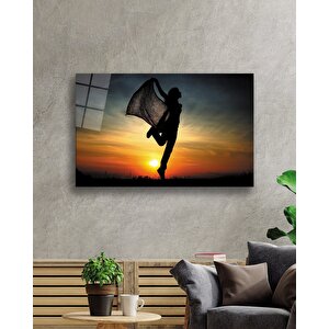 Gün Batımında Kadın Cam Tablo At Sunset Table 50x70 cm