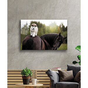 At Ve Köpek Cam Tablo 50x70 cm