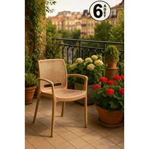 6 Adet Rattan Lüx Cappucino Sandalye / Balkon-bahçe-teras