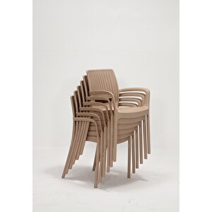 6 Adet Rattan Lüx Cappucino Sandalye / Balkon-bahçe-teras
