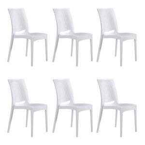 6 Adet Rattan Beyaz Sandalye - Bahçe&balkon&teras Sandalye