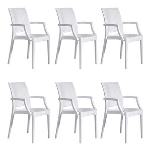 6 Adet Rattan Lüx Beyaz Sandalye / Balkon-bahçe-teras