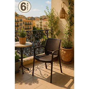 6 Adet Rattan Lüx Kahve Sandalye / Balkon-bahçe-teras