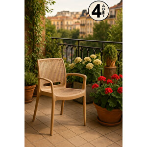 4 Adet Rattan Lüx Cappucino Sandalye / Balkon-bahçe-teras