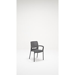 Rattan Lüx Camlı 90x150 Bahçe&balkon&teras Masa Seti - Antrasit