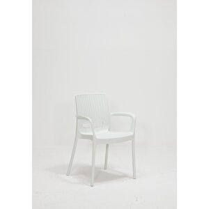 Rattan Large Lüx Camlı Beyaz Masa Takımı Bahçe&balkon 1 Camlı Masa + 6 Sandalye
